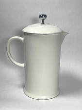 Le Creuset Matte White 34 Oz French Press Coffee Maker 4 Cup Stoneware RARE 