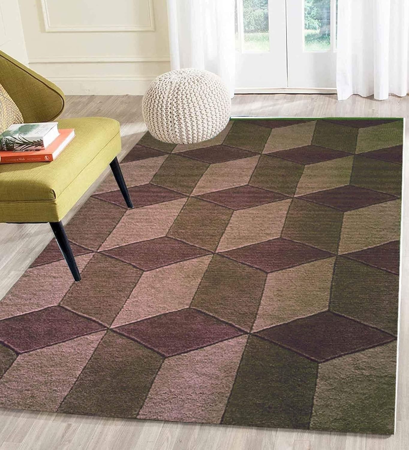 Hand Tufted Geometric New Zealand Wool Modern Area Rug Carpet for Living Room