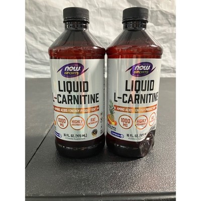 NOW Sports Liquid L-Carnitine 1000mg Tropical Punch 16oz Lot of 2 Amino Acids