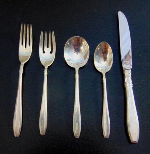 Gorham Sterling Silver 925 Flatware Set 5 Five Piece Vintage Nocturn Monogram H