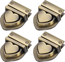 Heart Tuck Lock Clasp Catch 4PCS - Metal Purse Thumb Lock Buckle Fasteners Use