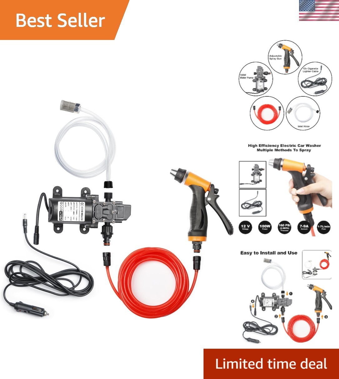 Versatile 160 PSI Intelligent Pressure Washer Pump for DIY Projects and Cleaning
