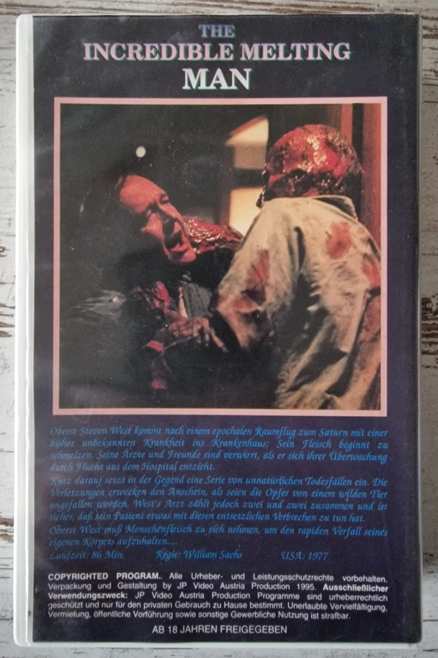 The Incredible Melting Man - VHS Video von JPV Austria - Grünes VHS Tape - Bild 2 von 4