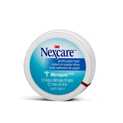 Nexcare Micropore Gentle Paper Tape 1/2 Inch x 10 yd (1 Roll)   Hypoallerg