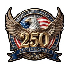 250th Anniversary USA Car Window Decal Sticker 1776-2026 Patriotic Eagle Decal