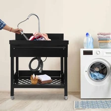 Stainless Steel Sink Free Standing Kitchen Sink Laundry Sink 25.78*20.27*33.86in