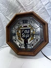 Vintage Lighted Stained Glass Old Style Beer Sign Clock UNTESTED SOLD AS IS