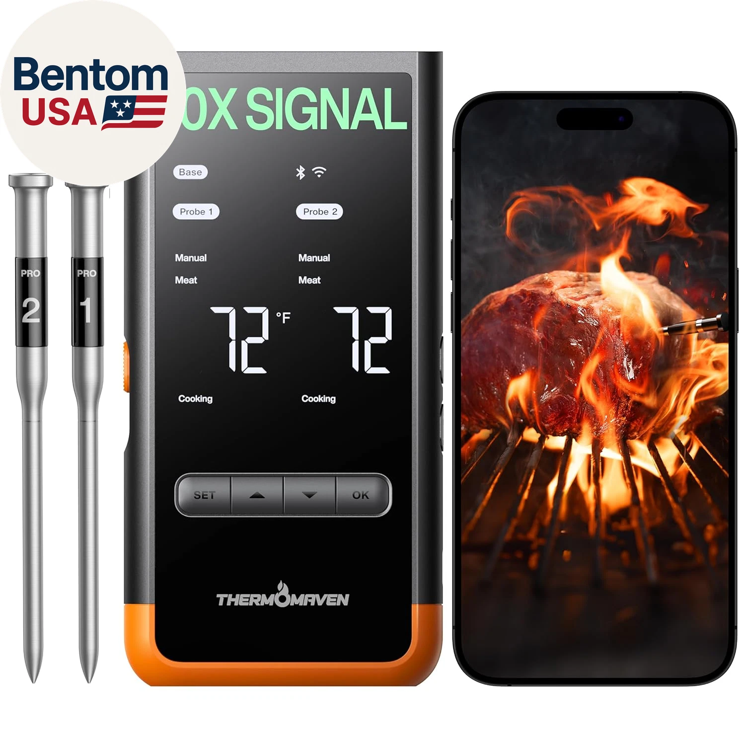 Wireless Bluetooth Smart Meat Thermometer: Standalone Base, Smart Wifi Thermomet