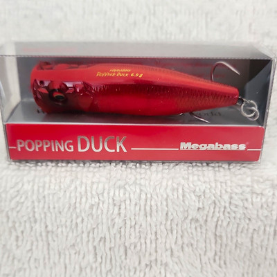 Megabass Popping Duck Topwater Floating Lure 60mm 6.5g Bite Red Alert