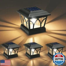 VOLISUN Solar Post Cap Lights Outdoor 4Pack, with Edison LED Bulbs, 2 Brightn
