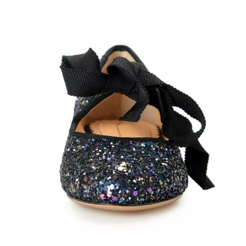Flache Schuhe Charlotte Olympia Mädchen INCY OLIVIA Midnight Glitzer Leder Ballerinas - Bild 5 von 8