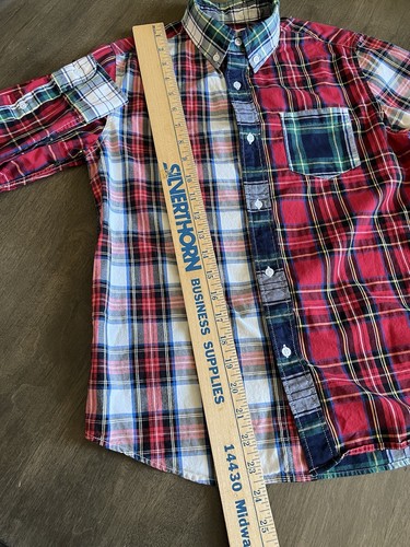 Crewcuts Boys Button-Up Shirt Tartan Plaid Long Sleeve Sz 12 Red Green - Picture 10 of 10
