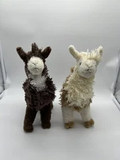 DOUGLAS CUDDLE TOY GOLD & WHITE & BROWN & WHITE LLAMA 11” TALL 7” LONG