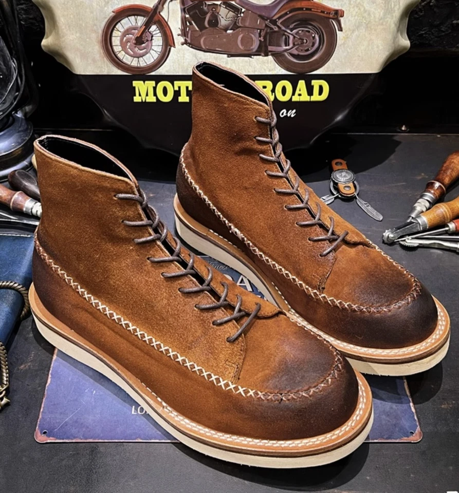 Men Handmade Goodyear Suede Genuine Leather High Top Desert Paratrooper Boots - Image 3 of 4