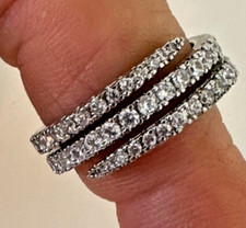 Sterling silver Ring Triple Band Crystals 925 Size 6 7 9 10 You pick