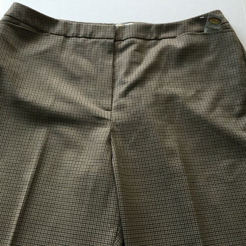 Pantalones Talbots 14 Petite elásticos delanteros planos espiga negro marrón beige nuevos con etiquetas - Imagen 2 de 4