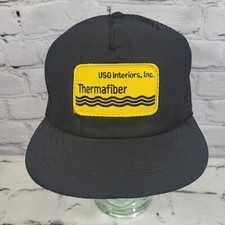 Vintage Trucker Hat Mens Thermafiber Black Mesh Snapback Ball Cap USA Made