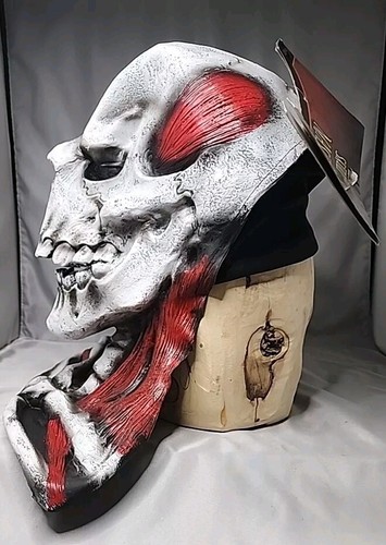 Skull Mask With Skeleton Neck Full Mask Adult Halloween Costume Dress Up Gross - Picture 4 of 8