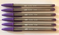 Lot of 6 PURPLE Bic Cristal Ballpoint Pens 1.6mm, Xtra-Bold