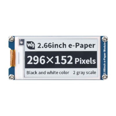 2.66inch e-Paper Module 296×152 E-Ink Display Black White, SPI, Partial Refresh
