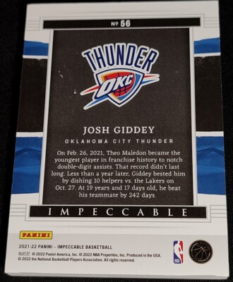 その他 Josh Giddey RC silver ink auto Josh Giddey 2021-22 Panini Origins RC on Card Auto Silver Ink SP