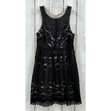 Free People Rocco Dress Size 0 Black Lace Overlay Sleeveless Open Back