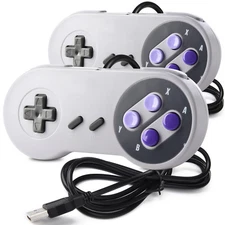 2 Pack Wired SNES USB Controller GamePad for PC Mac Linux Raspberry Pi Retrocade