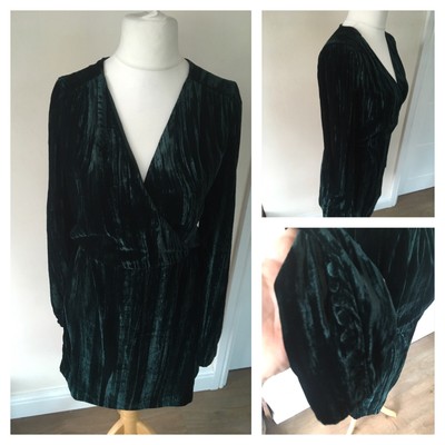 h&m green velvet dress