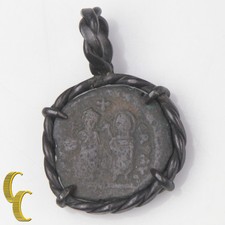 R&ouml;mische M&uuml;nze In Silber Antiqued Bezel Anh&auml;nger, 4,9 GR/ 1,9 CM Durchmesser