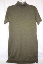 JILLIAN JONES Army Green Wool Blend Turtleneck Sweater Dress Womens Size M-B19
