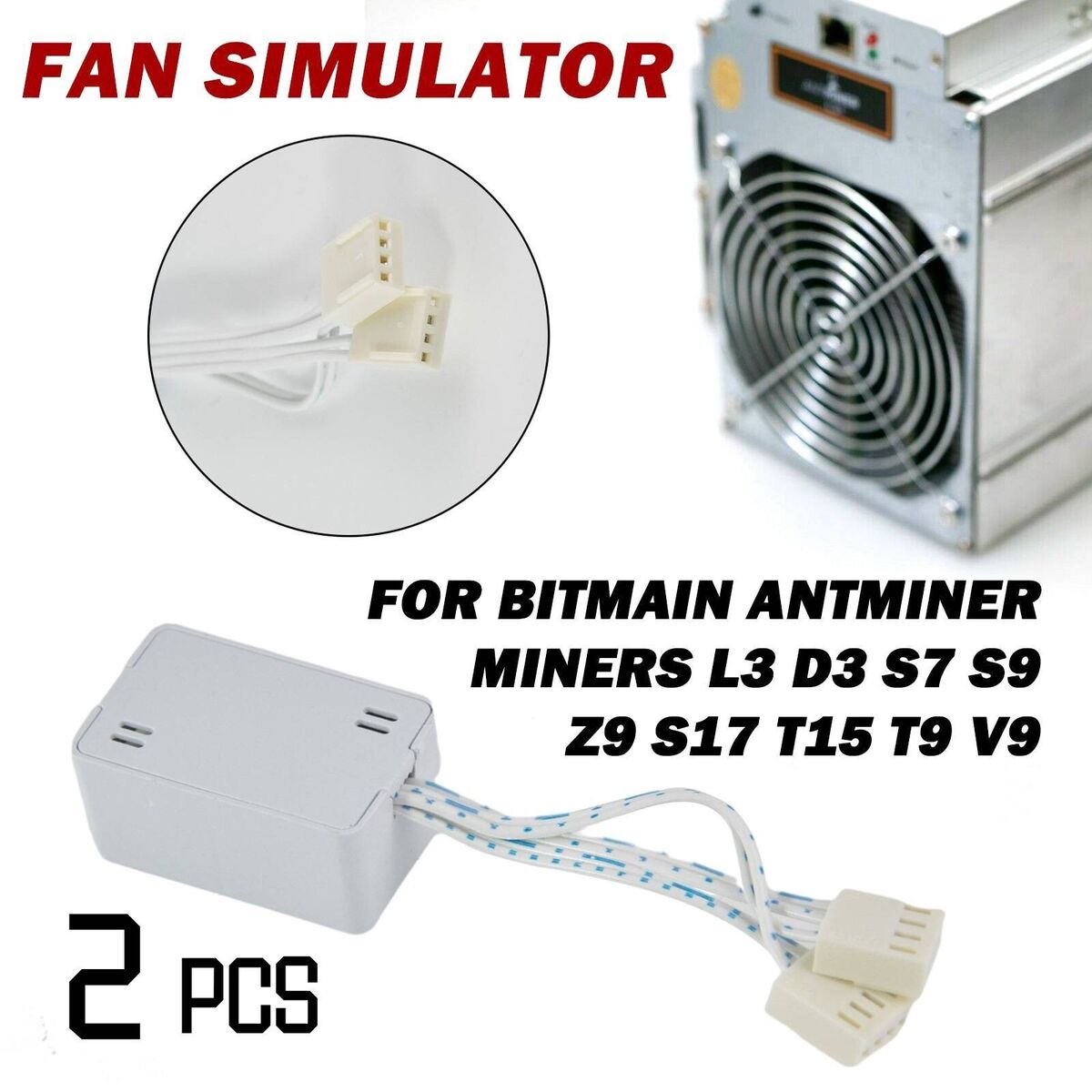 2X Miner Fan Simulator Dummy Fan Simulator for Bitmain Antminer Miners  Mining L3 D3 S7 S9 Z9 S17 T15 T9 V9 