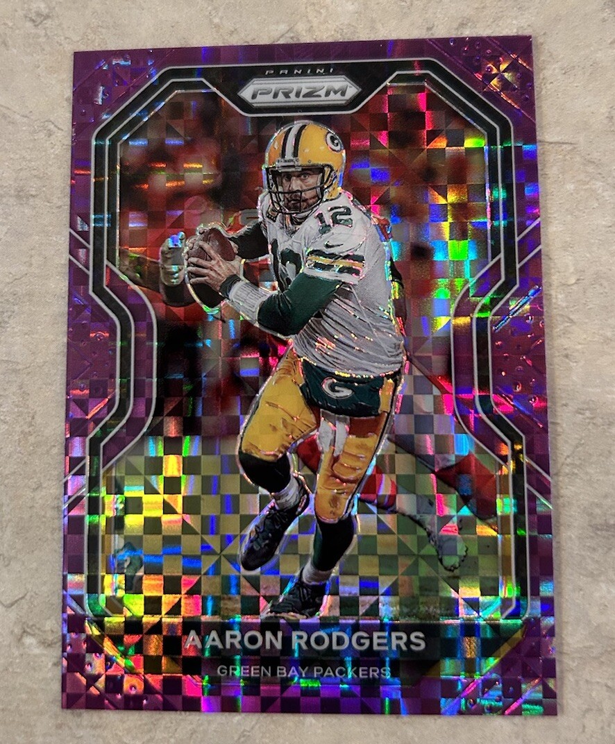 AARON RODGERS 2020 Panini Prizm PURPLE POWER #206 Jets PACKERS 45/49