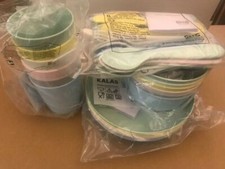 IKEA Kalas Children's Kids Plastic Plate Cups Bowls Cutlery Set