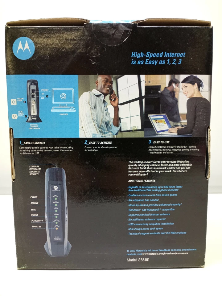 Motorola SURFboard SB5101 Cable Modem High Speed Internet Stand By Switch  - Image 3 of 4