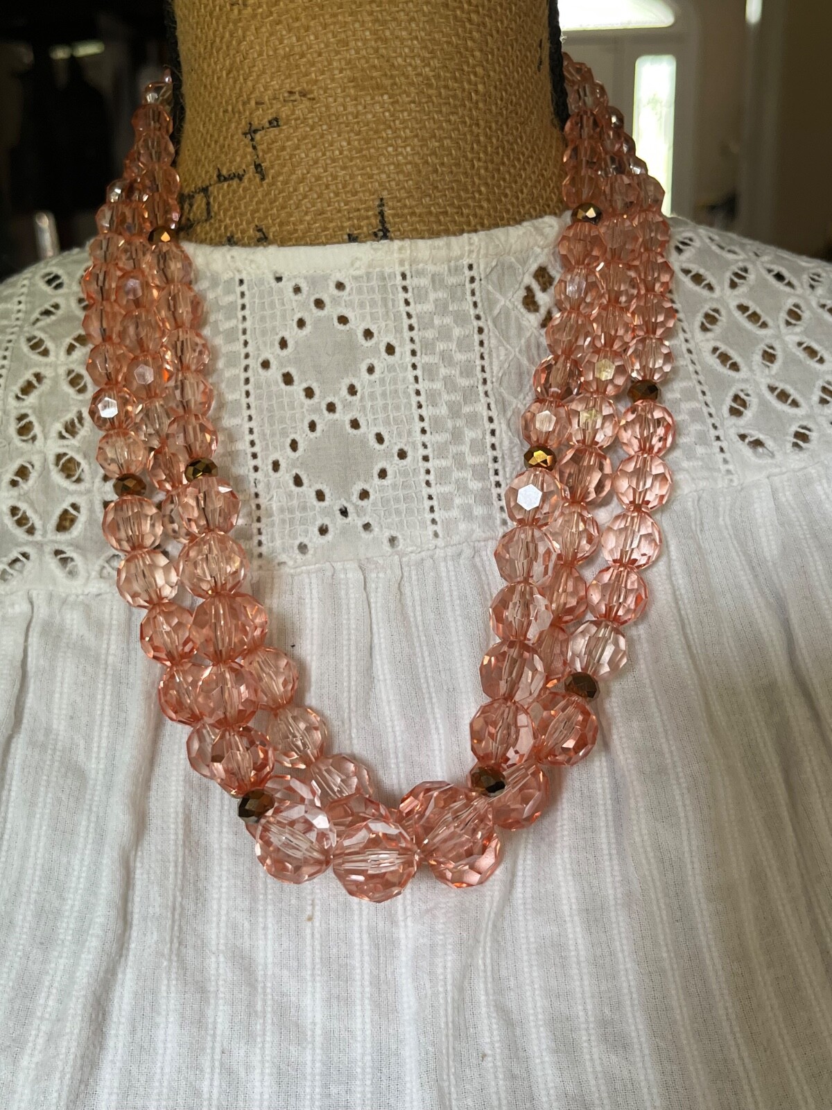 multi strand necklace . blush statement necklace … - image 1