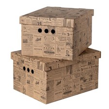 2pc Decorative Storage Boxes Home Office Box Organiser XLarge Old Newspaper