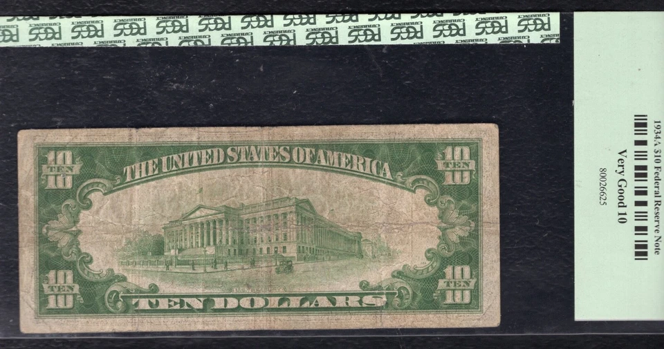 FR. 2006-B* 1934-A $10 *STAR* FEDERAL RESERVE NOTE NEW YORK,NY PCGS VERY GOOD-10 - Image 2 of 2