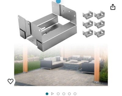 6PCS 6x6 Post Base Adjustable Wood Post Brackets for Concrete for Deck Patio/...