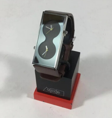 Vintage ACME Studio  Bi Brown  Dual-Time Quartz Watch w/ Stand by KARIM RASHID