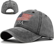 Embroidered USA Flag Hat Washed American Flag Baseball Cap Men Women Teens USA