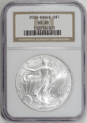 2000 American Silver Eagle $1 NGC MS69, Classic Brown Label [21F12]