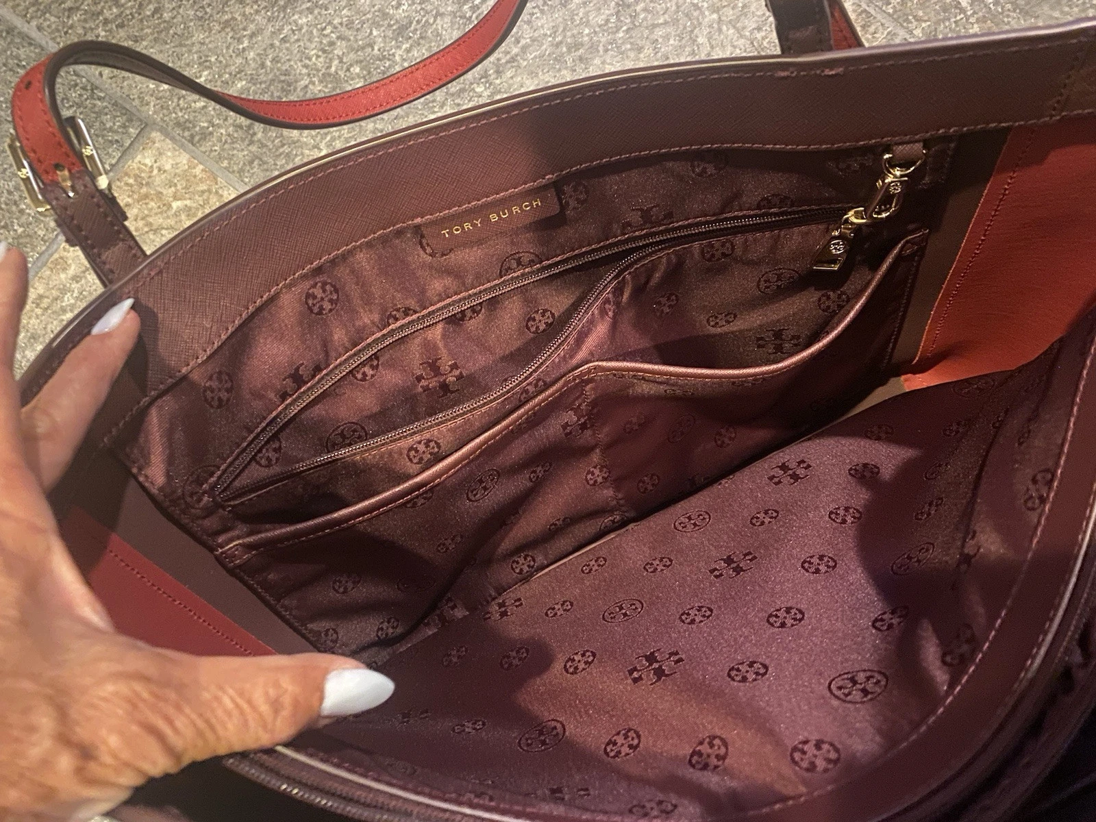 TORY BURCH Saffiano pelle YORK LG tote bag custodia laptop RARA 2 TONI + dust bag