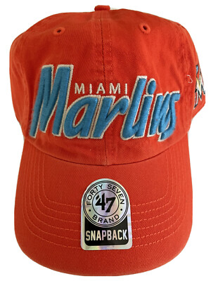 NWT MLB Miami Marlins Orange ‘47 Brand Modesto Snapback Relaxed Fit  Hat Cap
