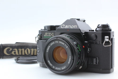 [MINT ] Canon AE-1 Program black 35mm film Camera NEW FD 50mm f2 Lens From JAPAN