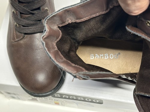 Stivali da combattimento donna bambù Fireball-05S taglia 8 pelle marrone vegan - con scatola - Foto 11 di 14