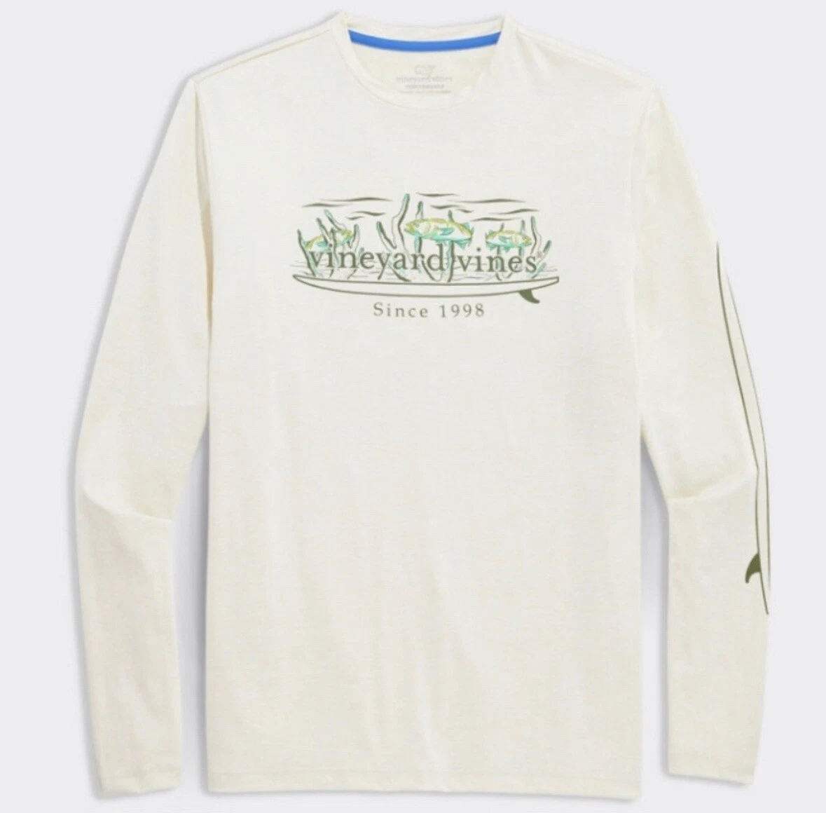 Men’s Vineyard Vines Performance Fishing Shirt Coral Fish Logo Long Sleeve Sz S