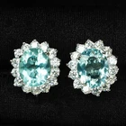 Santa Maria Blue Aquamarine 4.85Ct 925 Sterling Silver White Gold Halo Earrings