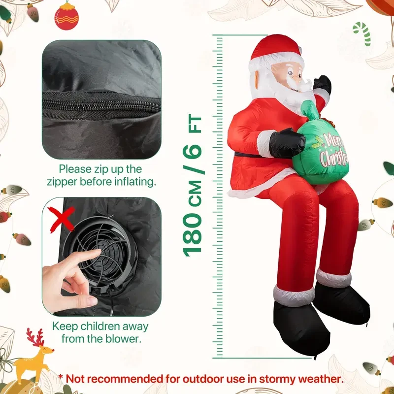 6FT Inflatable Santa Claus Decoration – Lighted Outdoor Christmas Yard Display - Image 3 of 4