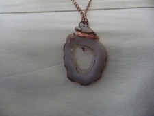 PENDANT GEODE HOWITE CRYSTAL ON COPPER TONE  CHAIN  NECKLACE #15/4