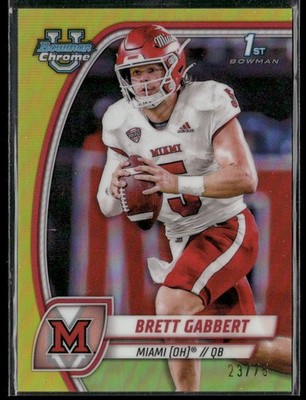 2024 Bowman University Chrome #27 Brett Gabbert Yellow Refractor #/75